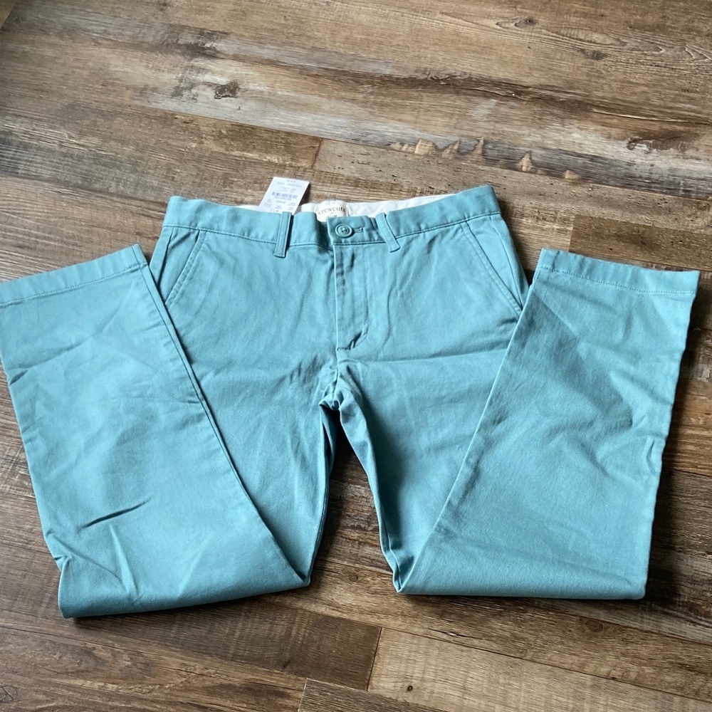 NWT Crewcuts Slim Fit Chino Pants in Blue/Green Size Boys 10